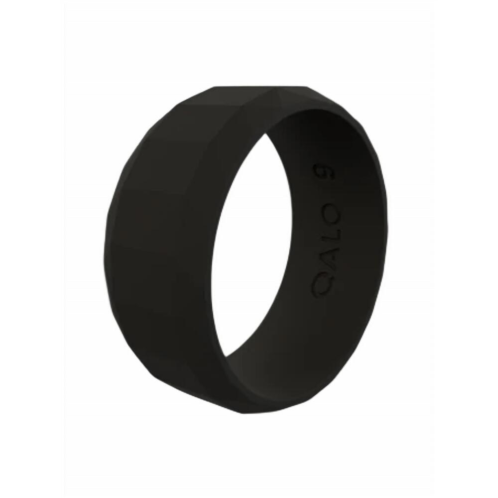 NEW QALO men's faceted silicone ring in charcoal